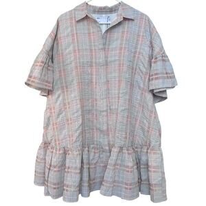 ASOS Edition Mini Boucle Shirt Dress Pink Plaid US 6 UK 10 NWT